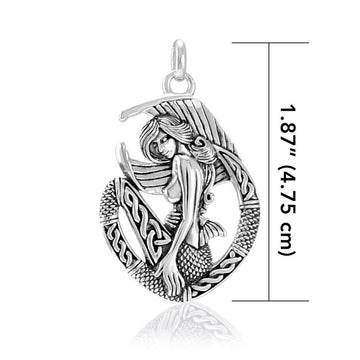 Celtic Mermaid Goddess Sterling Silver Pendant TPD4940 - Jewelry